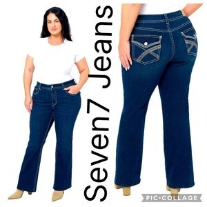 (H1) Seven7 Women's Jeans, Size 24, Blue Starlette Bootcut, Mid Rise, Thick Seam